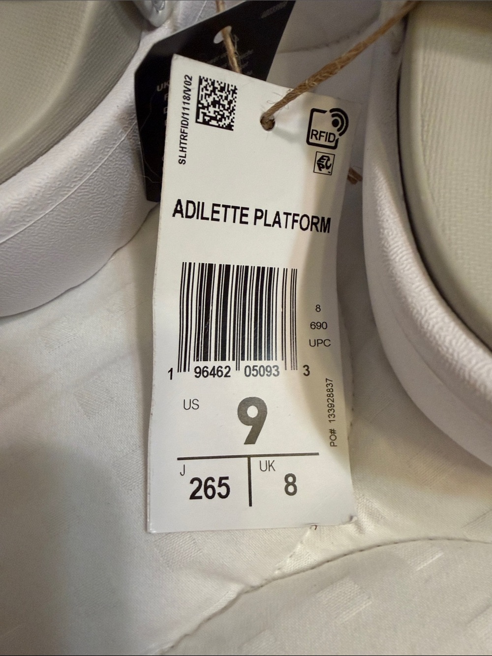 Adidas Platform Slide Sandals in Light Gray and white with Silver Stripes - Picture 2 of 4